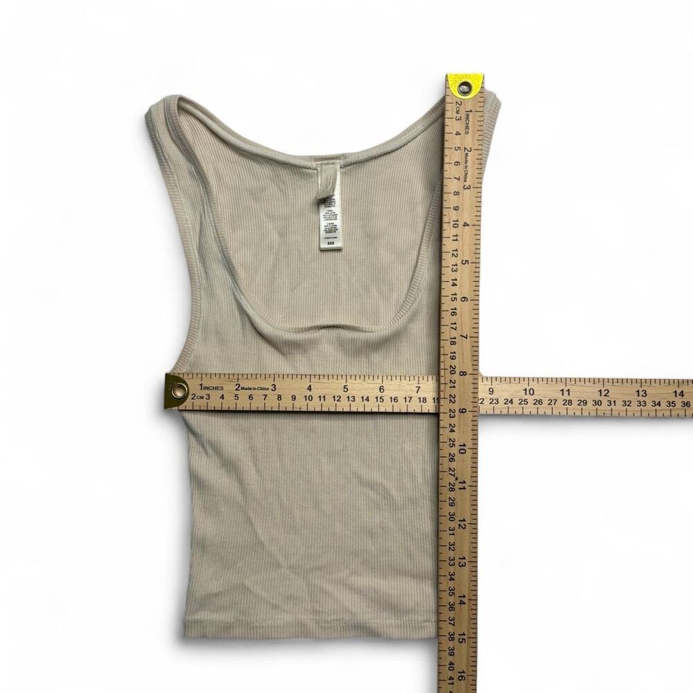 Skims Cream cotton ribbed tank top size XXS square neck - Picture 3 of 4